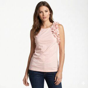 Mango Y2k 00s Blouse Tank Top cascading ruffles Size XS Pale Blush Pink Jersey